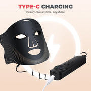 Red Light Therapy for Face, 7 Modes Portable Led Face Mask Light Therapy with Remote, Red Light Mask with Timing Function, Led Light Therapy at Home 180 LED Beads , Black