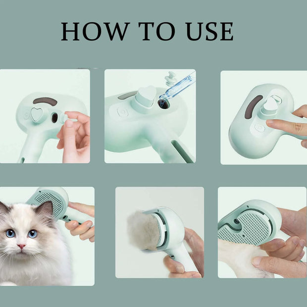 Labrador Charm Steam Brush, Pet Water Steam Spray Grooming Comb, 3 in 1 Dog Steam Brush, Steam Dog Brush for Shedding, Labrador Charm Brush with Water, Dog Spa Brush for Fur Removal (White)