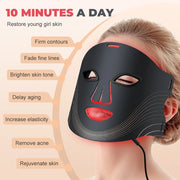 Red Light Therapy for Face, 7 Modes Portable Led Face Mask Light Therapy with Remote, Red Light Mask with Timing Function, Led Light Therapy at Home 180 LED Beads , Black