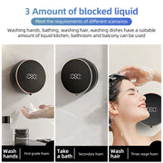 Automatic Foaming Hand Soap Dispenser Touchless Wall Mount No Drilling 300Ml 3 Levels Adjustable for Bathroom Kitchen Laundry