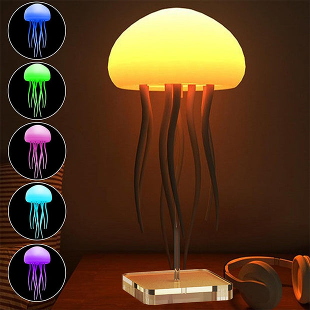 Jellyfish Mood Lamp LED Jellyfish Night Light Portable Jellyfish Lamp Jellyfish Decorations Smart Table Lamp for Bedside Desk