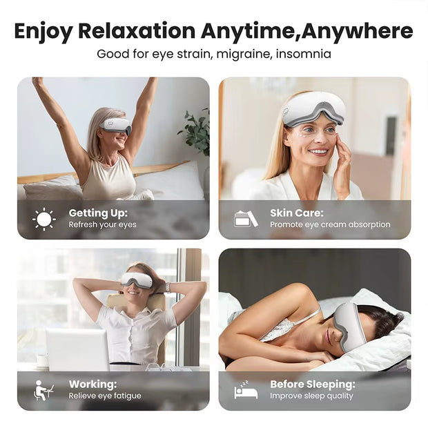 Eye Massager with Heat, Bluetooth Eye Mask for Migraine Relief, Eye Care Gift to Reduce Strain & Dry Eyes, Sleep Aid Relaxation