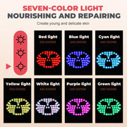 Red Light Therapy for Face, 7 Modes Portable Led Face Mask Light Therapy with Remote, Red Light Mask with Timing Function, Led Light Therapy at Home 180 LED Beads , Black