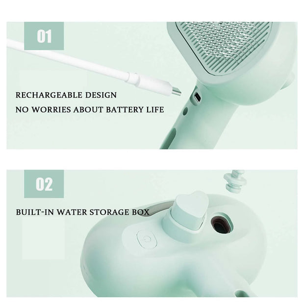 Labrador Charm Steam Brush, Pet Water Steam Spray Grooming Comb, 3 in 1 Dog Steam Brush, Steam Dog Brush for Shedding, Labrador Charm Brush with Water, Dog Spa Brush for Fur Removal (White)