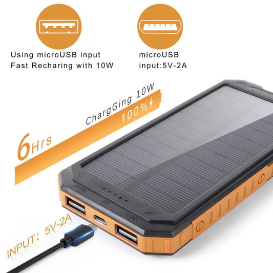 Waterproof 600000Mah Dual USB Portable Solar Battery Charger Solar Power Bank for Iphone, Mobile Cell Phone